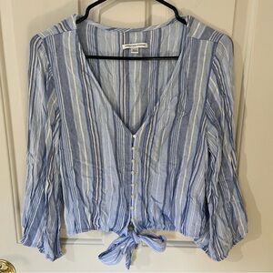 American Eagle Outfitters Blue and White Striped Blouse